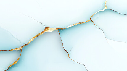 Poster - stunning 3D rendering of marble texture featuring delicate golden veins against soft blue background, creating elegant and luxurious appearance