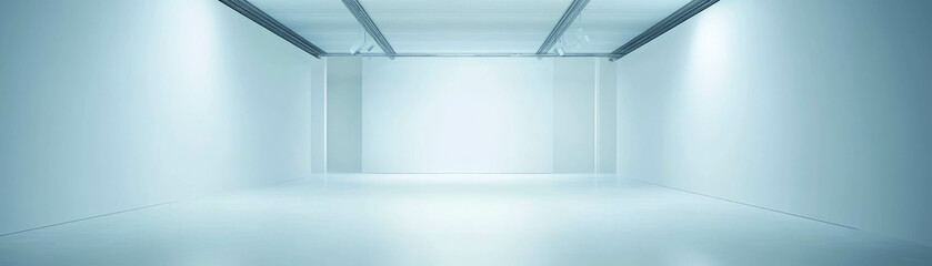 Poster - Bright and serene empty room with soft light and smooth white surfaces for versatile use