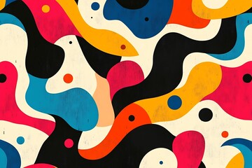 Poster - Abstract colorful shapes pattern with textured background.