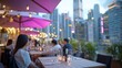 © Mikael - City Rooftop Dining Evening Dinner with Friends.