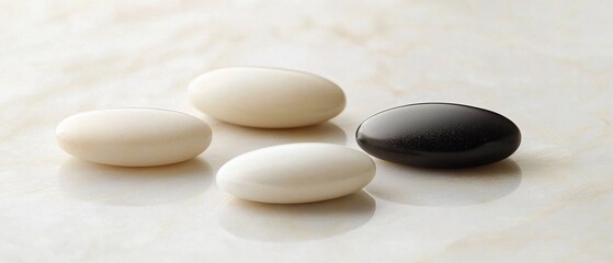 Poster - Elegant pebbles arrangement indoor setting decorative content minimalist environment close-up view tranquility concept