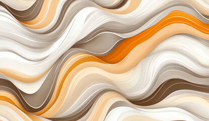 Poster - Flowing waves in earthy tones create soothing abstract background with shades of beige, brown, and orange, perfect for modern design projects