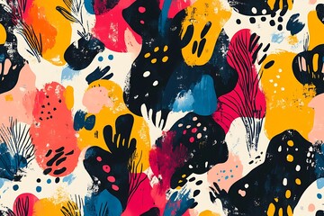 Poster - Abstract colorful seamless pattern with organic shapes and textures.