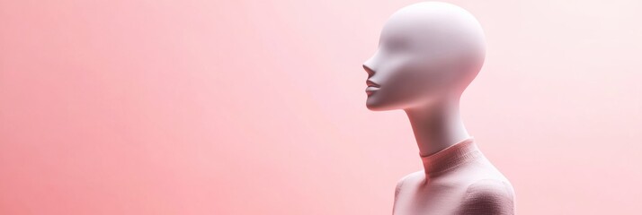 Poster - Stylish mannequin in modern outfit against a pastel background with clean lighting and space for text. Generative AI