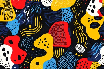 Poster - Abstract colorful shapes and lines seamless pattern.