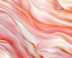 Poster - Abstract background in pink and gold tones, featuring flowing waves and smooth textures that evoke sense of elegance and tranquility