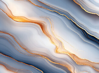Poster - Luxurious abstract background with flowing lines in gold and blue tones, creating sophisticated and elegant atmosphere. Perfect for modern design projects