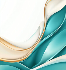 Poster - Elegant abstract background featuring turquoise and beige colors with smooth flowing curves. This design evokes sense of calm and sophistication, perfect for various creative projects