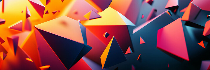 Leinwandbilder - Dynamic display of fragmented geometric shapes against a bright background