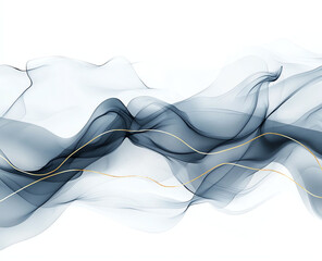 Poster - Abstract background with flowing black and gray waves, featuring delicate golden lines. This design evokes sense of elegance and tranquility, perfect for various creative projects