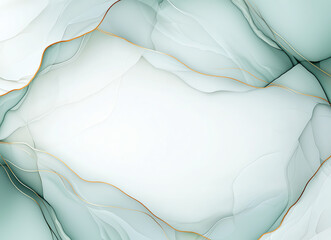Poster - Abstract background featuring soft green and gold marble textures, creating serene and elegant atmosphere. Ideal for design projects and artistic presentations