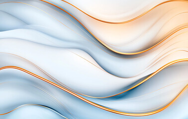 Poster - Abstract background with flowing waves in blue and gold tones, creating serene and elegant atmosphere. Ideal for modern design projects