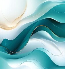 Poster - Abstract background with turquoise and beige waves, creating soothing and modern design. flowing lines evoke sense of calm and elegance, perfect for various creative projects