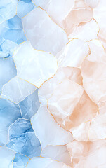 Poster - Abstract blue and gold marble background with soft pastel tones, featuring smooth textures and elegant patterns that evoke sense of calm and sophistication