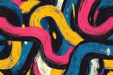 Poster - Abstract colorful paint strokes artwork.