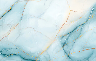 Poster - Abstract marble texture background with blue and white tones, featuring delicate golden veins. This elegant design adds touch of sophistication to any project