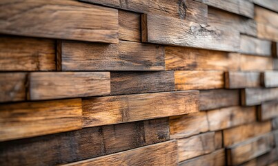 Poster - Textured Wooden Wall Panel with Depth and Rich Brown Tones in a 3D pattern