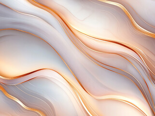 Poster - Abstract marble texture with flowing lines in soft pink and gold colors, creating serene and elegant atmosphere. Perfect for backgrounds and design projects