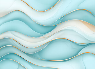 Poster - Abstract teal and turquoise marble background with flowing waves and soft curves, creating serene and calming atmosphere. Ideal for modern design projects