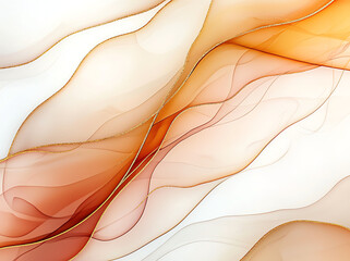 Poster - Abstract fluid art with warm tones of orange and gold accents, creating sense of movement and elegance. soft waves blend seamlessly, evoking tranquil atmosphere
