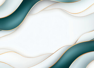Poster - Elegant abstract background with emerald green waves and gold accents, perfect for luxury designs and presentations