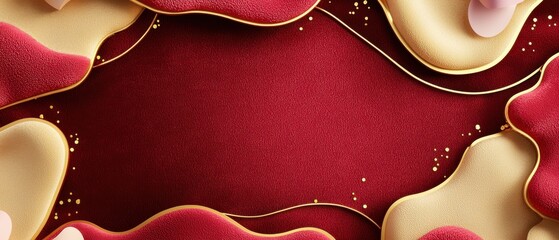 Poster - Creative abstract design with textured patterns on red background digital art studio environment close-up view visual concept
