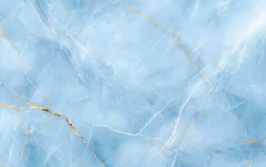 Poster - Blue marble background with white and gold veins, creating serene and elegant atmosphere. Perfect for design projects, wallpapers, or backgrounds
