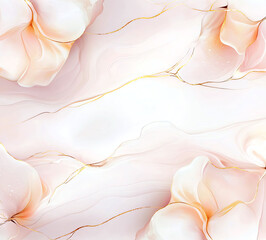 Poster - Elegant marble pattern with soft pastel colors and delicate floral elements creates serene and sophisticated atmosphere. Ideal for backgrounds and design projects