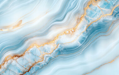 Poster - Elegant blue and white marble background with golden swirls and textures, creating luxurious and sophisticated appearance. Perfect for design and decor projects