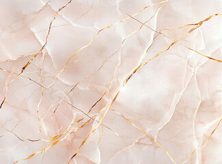 Poster - Light pink and white marble background with gold veins, creating elegant and luxurious appearance. Perfect for interior design and artistic projects