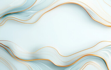 Poster - Elegant marble texture with flowing lines and golden edges, creating serene and sophisticated background. Perfect for modern design projects