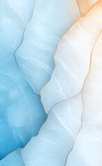 Poster - Smooth marble texture in shades of blue and white with golden accents, creating serene and elegant background. Ideal for various design projects