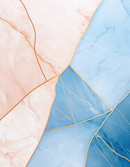 Poster - Pastel marble texture with gold lines, featuring soft pink and blue hues. This elegant design adds touch of sophistication to any space, perfect for backgrounds or decor
