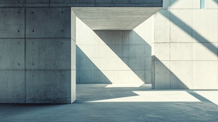Poster - Abstract Interior Architecture with Concrete Walls and Soft Shadows