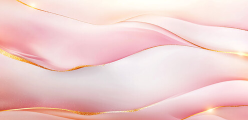 Poster - Soft pink marble texture with golden veins creates serene and elegant background. gentle waves and subtle colors evoke sense of calm and sophistication