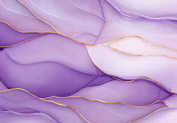 Poster - Abstract purple background with flowing lines and golden accents, creating serene and elegant atmosphere. soft hues blend beautifully, evoking sense of calm and creativity