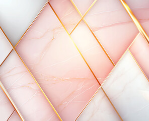 Poster - Soft pastel toned background with pink and white marble patterns, accented by golden lines, creating modern and elegant design. Perfect for various creative projects