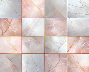 Poster - Soft pastel toned backgrounds with pink and white marble textures, featuring delicate veins and subtle gradients. Perfect for elegant designs and soothing aesthetics