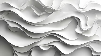 Wall Mural - Abstract white paper waves creating a textured, flowing design.