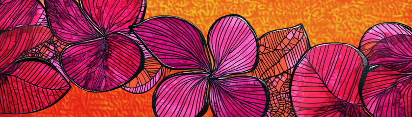 Poster - bright interlocking floral motifs inspired by african designs and textured backgrounds