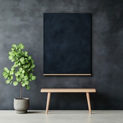 Wall Mural - Minimalist Interior with Green Plant and Blank Wall for Art Display