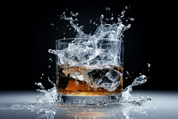 Poster - Water waves in a glass on white, highlighting sustainability. Generative AI