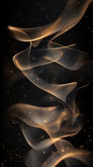 Aufkleber - An ethereal swirl of golden smoke against a dark backdrop, creating a mystical atmosphere with floating particles.