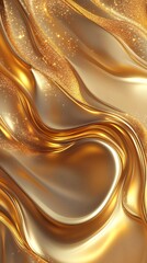 Aufkleber - A stunning abstract background featuring flowing golden hues and shimmering textures.
