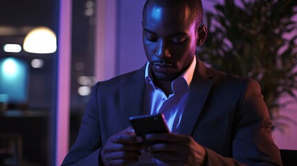 Professional Businessman Sending Text Message on Mobile Phone