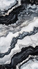 Poster - Abstract marble texture with swirling patterns in black, white, and gray tones.