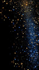 Poster - A mesmerizing swirl of golden and blue particles against a black backdrop, creating a magical atmosphere.