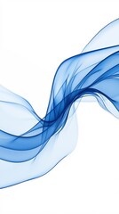 Aufkleber - Abstract waves of blue flow gracefully across a white background, creating a sense of calm and tranquility.