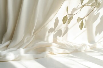 Aufkleber - Minimalist clothing display against a white neutral background with soft textures and gentle shadows. Generative AI