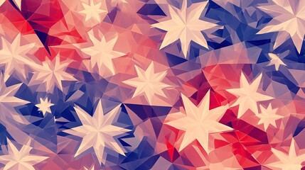 Aufkleber - A vibrant abstract pattern featuring star shapes in red, white, and blue tones, evoking a sense of patriotism.